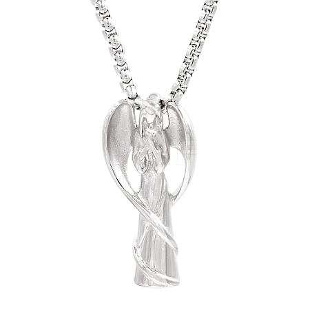 Stainless Steel Angel Pendant Necklaces for Women WQ2654-1-1