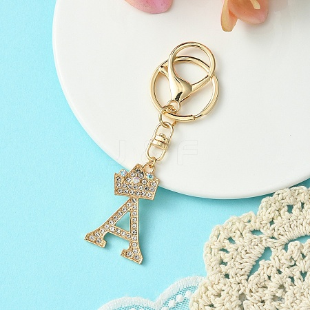 Golden Alloy Rhinestone Keychain KEYC-YW00105-01-1