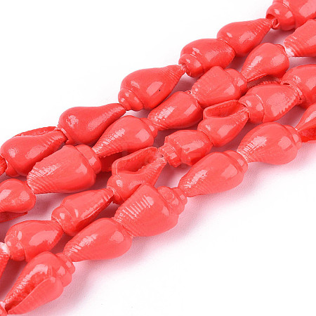 Spray Painted Natural Spiral Shell Beads Strands X1-BSHE-G039-08F-1