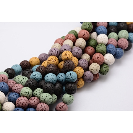 Natural Lava Rock Bead Strands X-G-L435-03-8mm-1