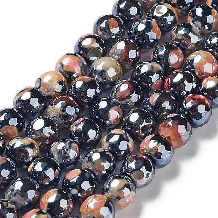 Electroplate Natural Agate Beads Strands G-G0006-A01-01-1