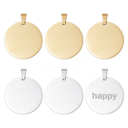 10Pcs 2 Colors Anti-Tarnish 201 Stainless Steel Pendants STAS-DC0016-65-1