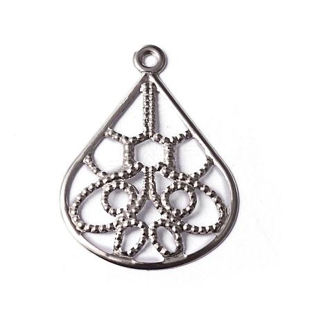 Tarnish Resistant 201 Stainless Steel Filigree Pendants STAS-O092-21-1