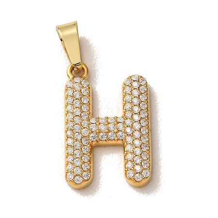 304 Stainless Steel Micro Pave Clear Cubic Zirconia Pendants CU-CBA703A-05G-H-1