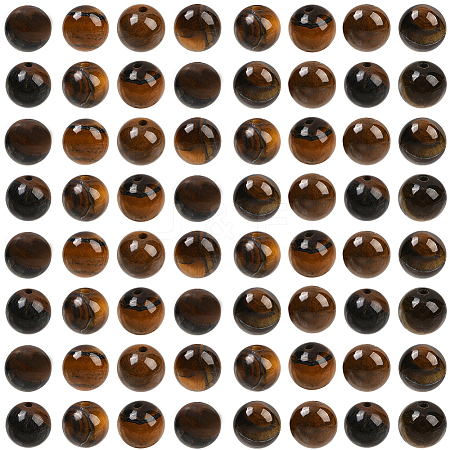 100Pcs Round Natural Tiger Eye Beads G-SP0001-21C-1