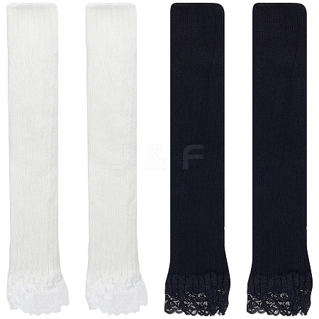 2 Pairs 2 Colors Acrylic Fibers Long Mesh Lace Gloves AJEW-CN0006-66-1