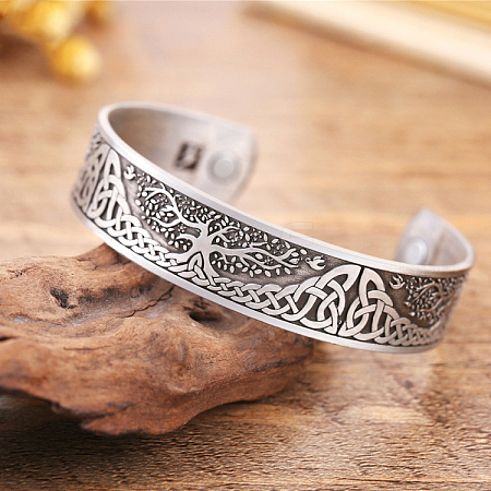 Tree of Life Pattern Alloy Magnetic Cuff Bangles for Men FS-WG37AAB-02-1