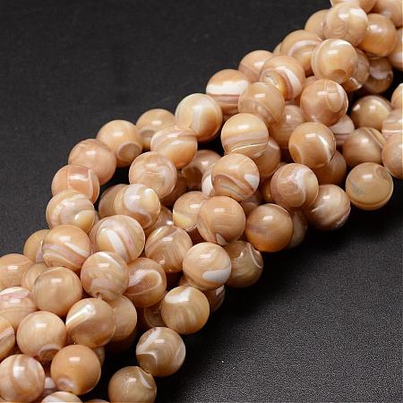 Natural Sea Shell Beads Strands SSHEL-K013-8mm-B-1