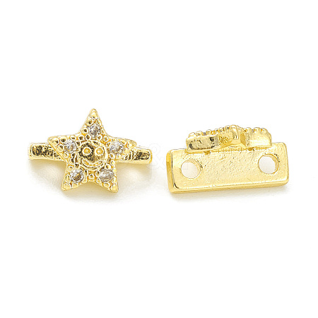 Rack Plating Brass Pave Cubic Zirconia Slide Charms KK-G464-02G-1