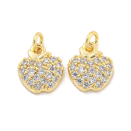 Brass Micro Pave Clear Cubic Zirconia Charms KK-Z044-24G-1