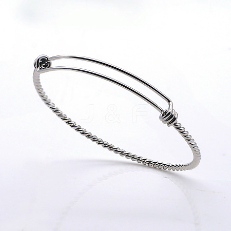 Tarnish Resistant Adjustable 201 Stainless Steel Expandable Bangles NJEW-S105-PJ215-65-1