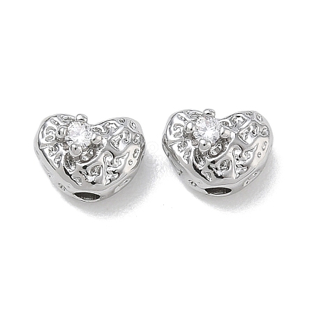 Brass Micro Pave Clear Cubic Zirconia Beads CU-CBA91C0-04P-1