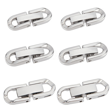 GOMAKERER 6Pcs 3 Styles 304 Stainless Steel Fold Over Clasps STAS-GO0001-24-1