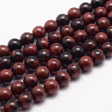 Natural Mahogany Obsidian Bead Strands G-K153-B17-12mm-1