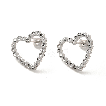Crystal Rhinestone Hollow Out Heart Stud Earrings STAS-H175-14P-1