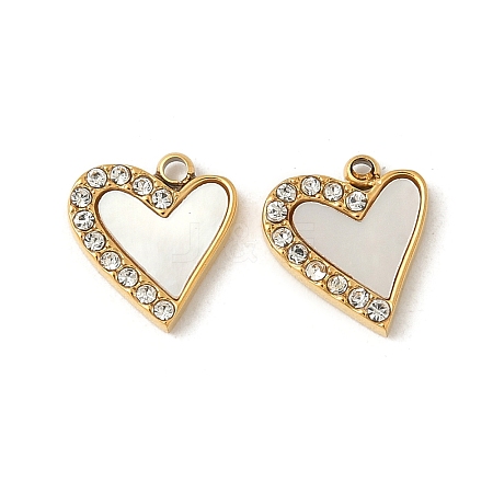 304 Stainless Steel Rhinestone Shell Pendants Ion Plating(IP) STAS-V015-19G-1
