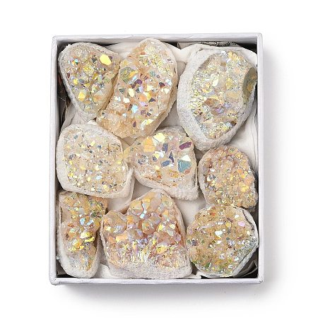 9Pcs Electroplate Natural Citrine Cluster Display Decorations G-H084-01A-1