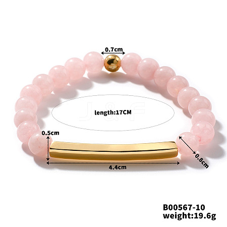 Natural Rose Quartz Stretch Bracelets CL6256-4-1