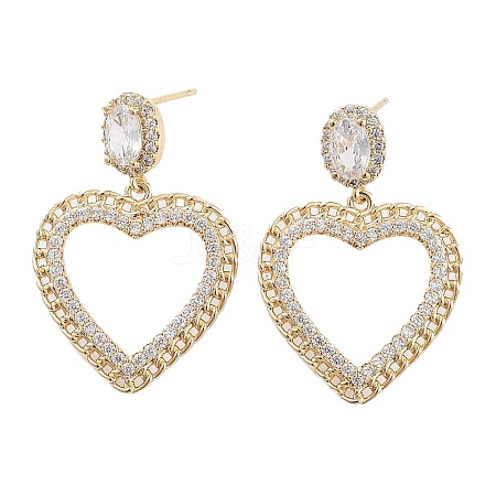 Brass with Glass Dangle Stud Earrings EJEW-Q800-03KCG-1