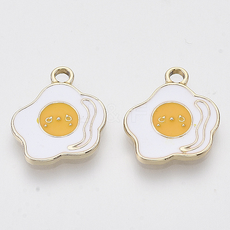 Light Gold Plated Alloy Pendants X-ENAM-T009-29-1