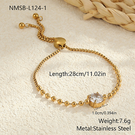 Adjustable 304 Stainless Steel Box Chain & Ball Chain Slider Bracelets WGFC0C2-04-1