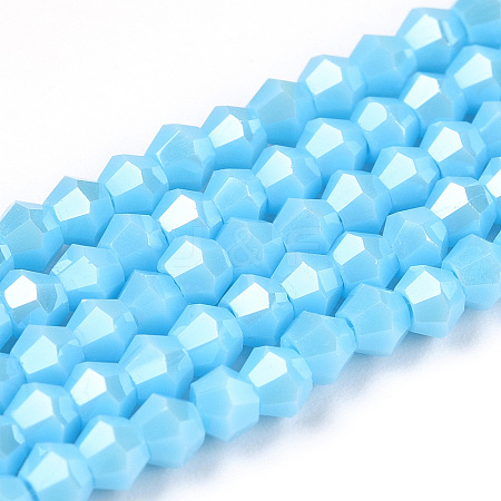 Opaque Solid Color Electroplate Glass Beads Strands EGLA-A039-P2mm-A12-1