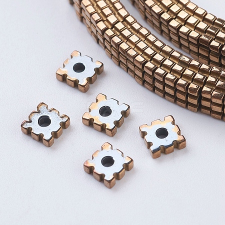 Vacuum Plating Electroplate Non-magnetic Synthetic Hematite Beads Strands G-F534-C02-1