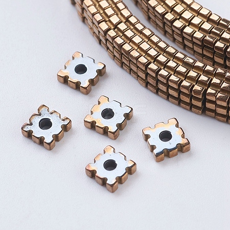 PVD Vacuum Plating Electroplate Non-magnetic Synthetic Hematite Beads Strands G-F534-C02-1