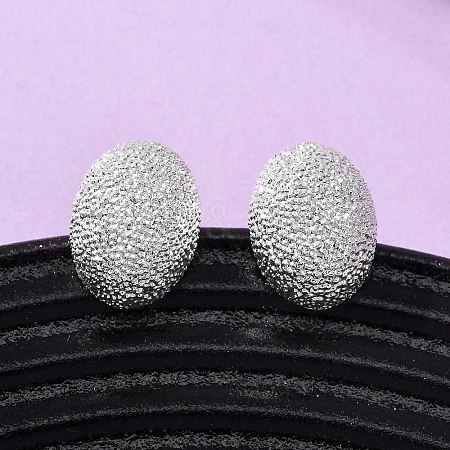 Brass Textured Stud Earrings EJEW-A143-02E-S-1