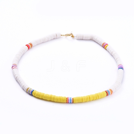 Handmade Polymer Clay Heishi Beaded Necklaces NJEW-JN02723-01-1