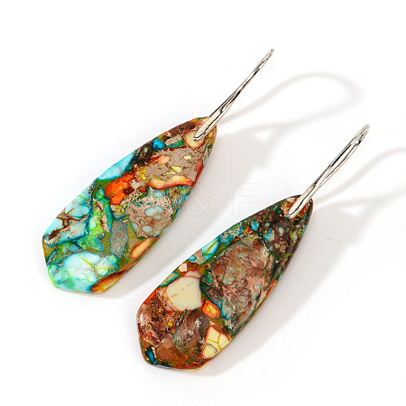 Colorful Natural Imperial Jasper Diamond-shaped Dangle Earrings MY0462-3-1