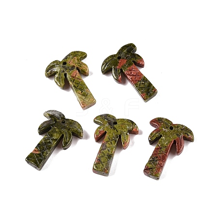 Natural Unakite Coconut Tree Pendants G-N342-02B-1