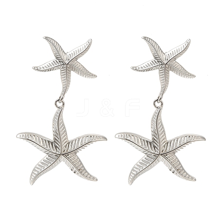 Rack Plating Starfish Brass Stud Earrings EJEW-H016-25P-1