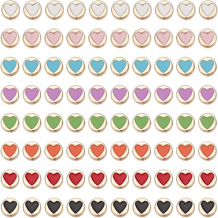 80Pcs 8 Colors Alloy Enamel Beads DIY-AR0003-86-1