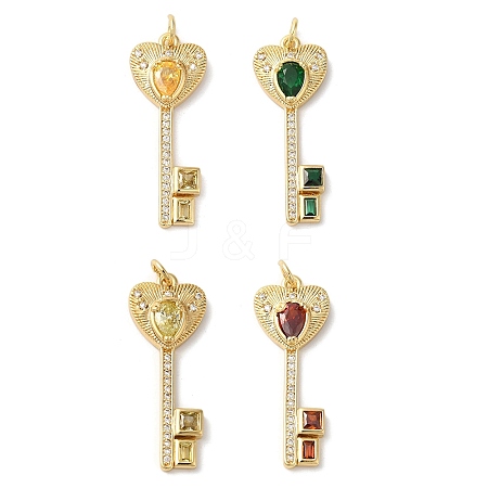 Rack Plating Brass Micro Pave Cubic Zirconia Pendants KK-U022-16-02-1