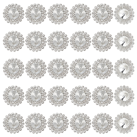 MAYJOYDIY US 30Pcs Alloy Rhinestone Shank Buttons BUTT-MA0001-03-1