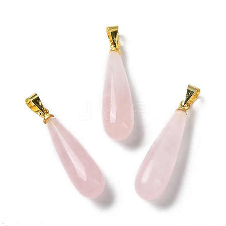 Natural Rose Quartz Teardrop Pendants G-Q005-03G-08-1