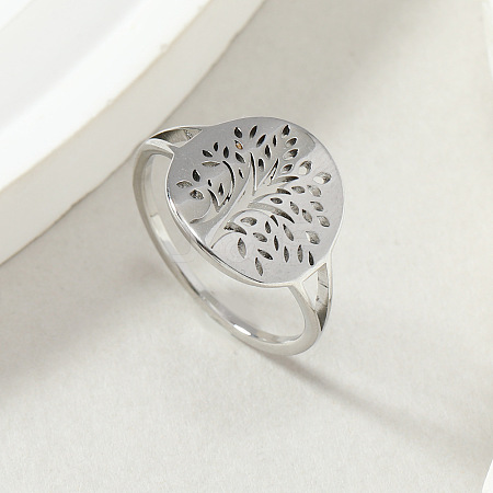 Tree of Life 201 Stainless Steel Finger Rings FS-WG3B6B9-04-1