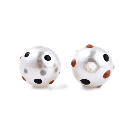 Spot Pattern Opaque ABS Plastic Imitation Pearl Enamel Beads KY-G020-02A-1