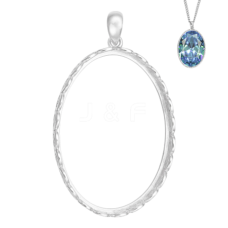 1Pc 925 Sterling Silver Pendant Cabochon Settings STER-BC0003-66P-1
