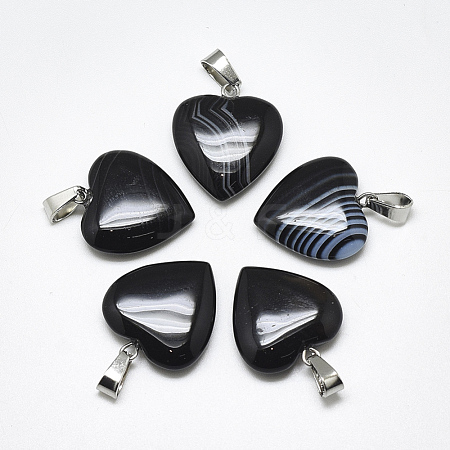 Natural Banded Agate/Striped Agate Pendants G-T122-24D-1