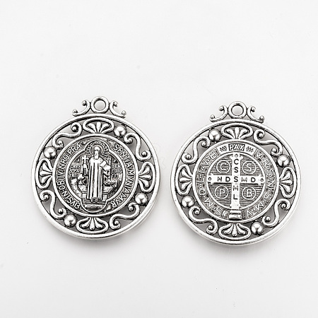 Tibetan Style Alloy Pendants TIBEP-Q078-01AS-RS-1