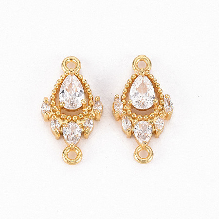 Brass Micro Pave Clear Cubic Zirconia Link Connectors LS-ZIRC-S068-023-NF-1
