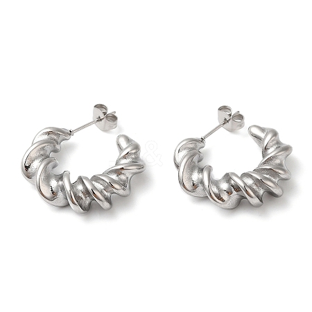 Non-Tarnish 304 Stainless Steel Twist Round Earrings LS-EJEW-K244-29P-1