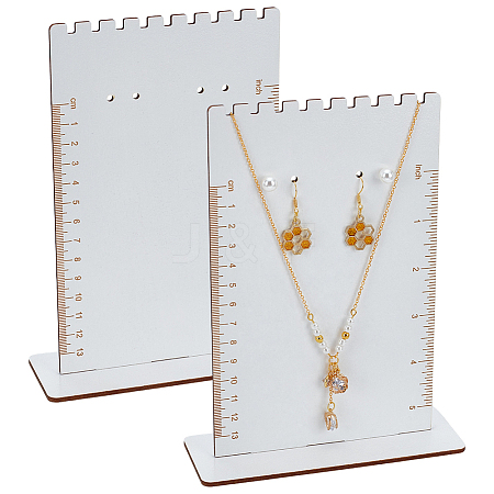 2 Sets Rectangle Shaped Wood Earring Organizer Display Stands with Scales EDIS-FG0001-69-1