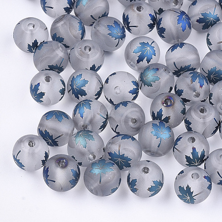 Autumn Theme Electroplate Transparent Glass Beads EGLA-S178-01-01C-1