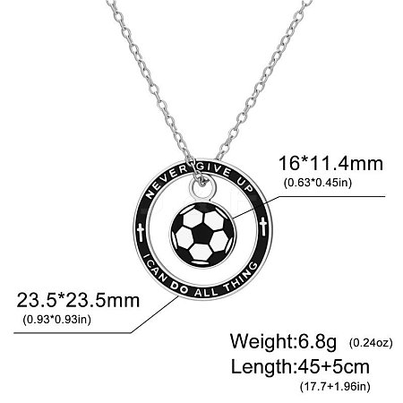 304 Stainless Steel Enamel Sport Football Pendant Necklaces WGDDA99-01-1