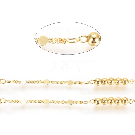 Brass Handmade Beaded Chains CHC-G006-07G-1