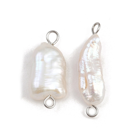 Natural Freshwater Pearl Keshi Pearl Nuggets Connector Charms STAS-D378-09P-1