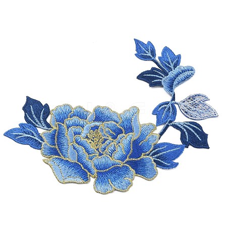 Peony Computerized Embroidery Cloth Iron on/Sew on Patches DIY-WH0304-517C-1